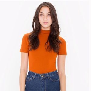 American Apparel Rust Mock Neck Top